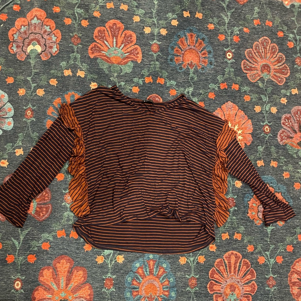 Slouchy Navy Striped Shirt Size Small